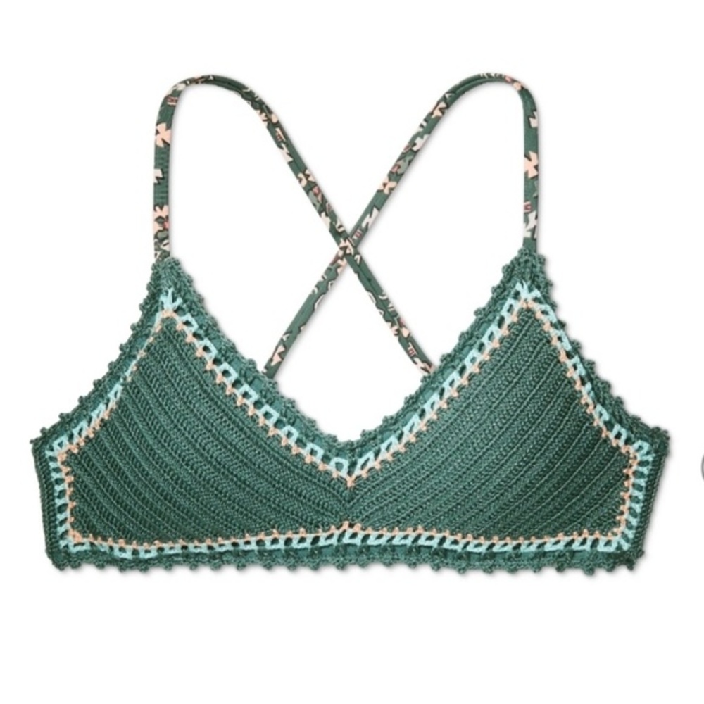 Crochet festival swim suit bikini top M L CY